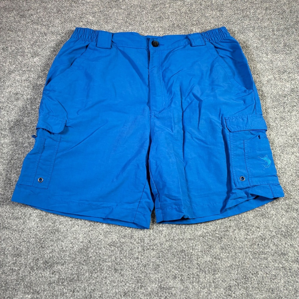Reel Legends Cargo Shorts Mens Large Blue Excellent Performance Fishing Nylon